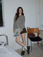 グレーピンクボーダーフーディ   OL1881