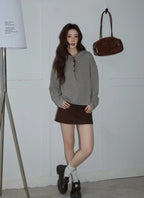 グレーピンクボーダーフーディ   OL1881