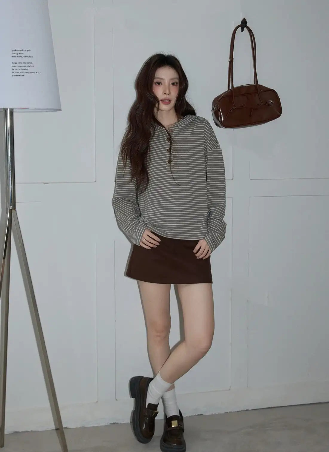 グレーピンクボーダーフーディ   OL1881