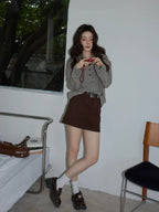 グレーピンクボーダーフーディ   OL1881