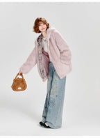 ピンクフェイクファージャケット   OL1884