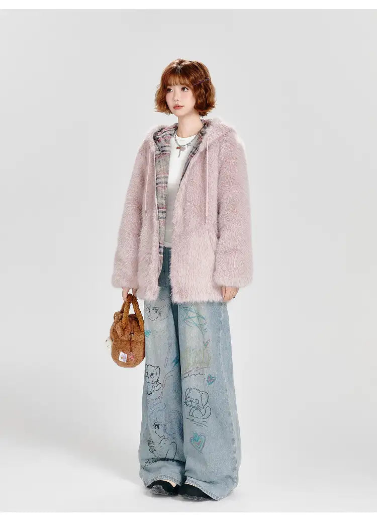 ピンクフェイクファージャケット   OL1884