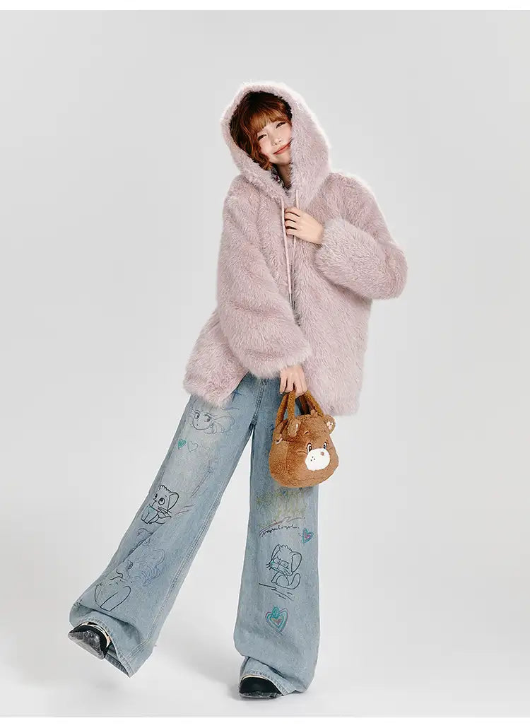 ピンクフェイクファージャケット   OL1884