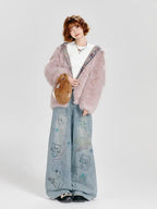 ピンクフェイクファージャケット   OL1884