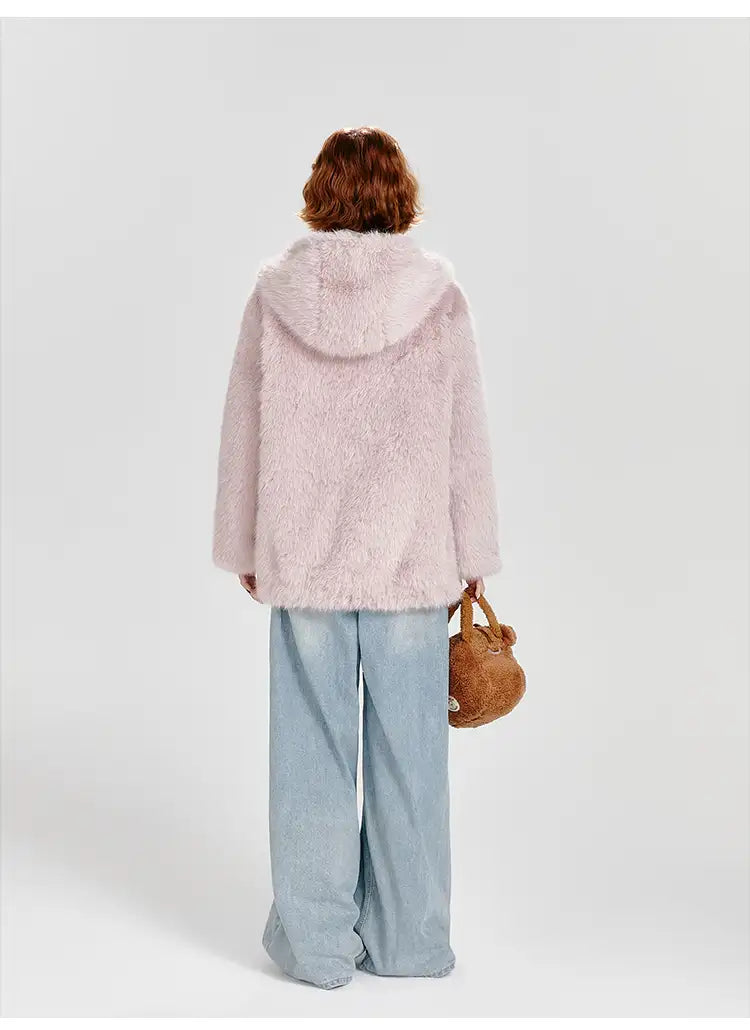 ピンクフェイクファージャケット   OL1884