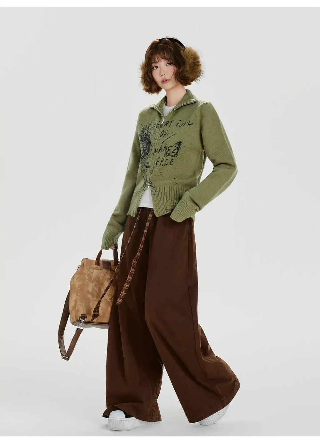 ヴィンテージ風ジップニットカーディガン   OL1885