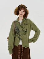 ヴィンテージ風ジップニットカーディガン   OL1885