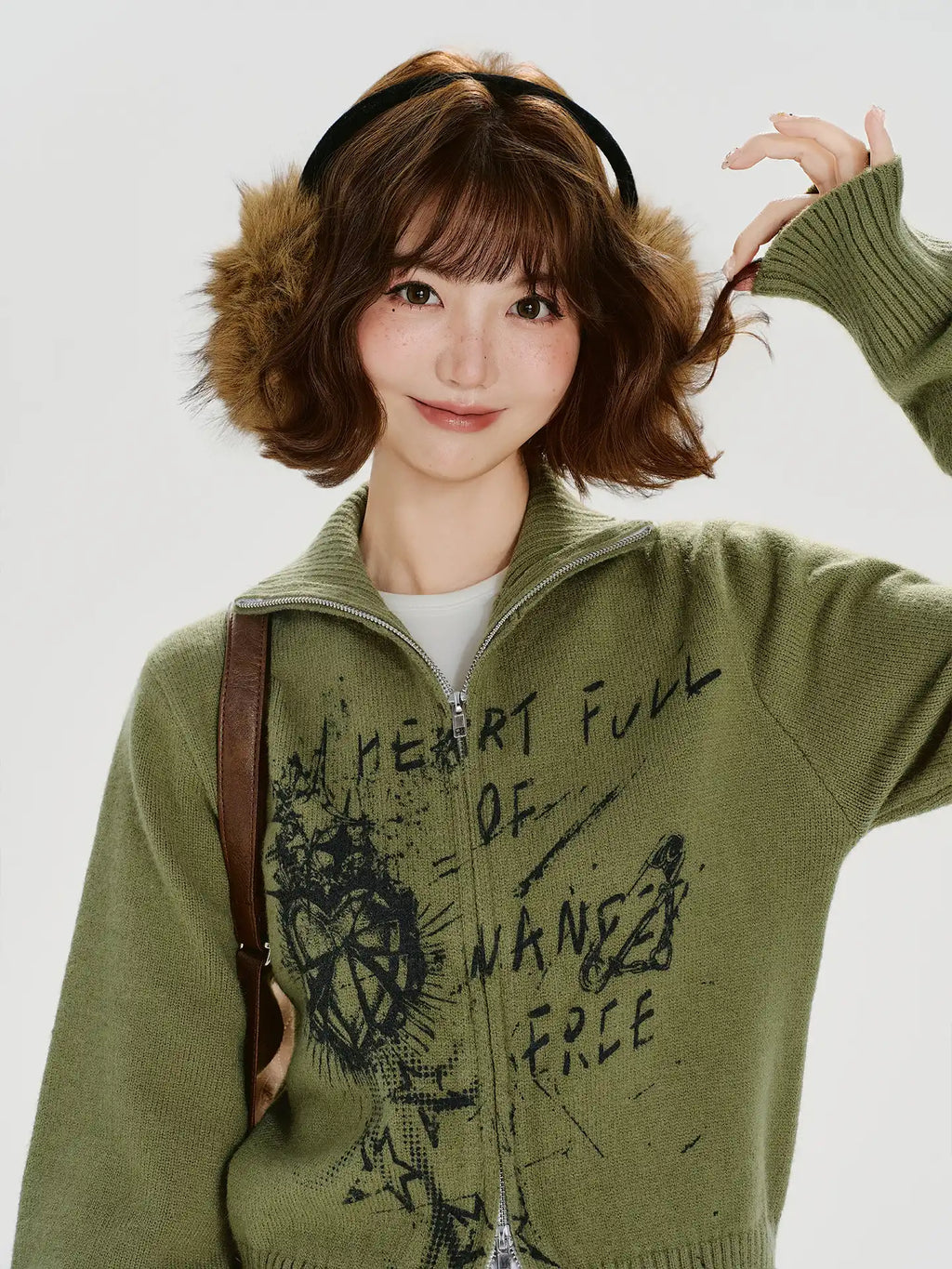 ヴィンテージ風ジップニットカーディガン   OL1885