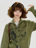 ヴィンテージ風ジップニットカーディガン   OL1885