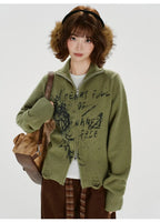 ヴィンテージ風ジップニットカーディガン   OL1885