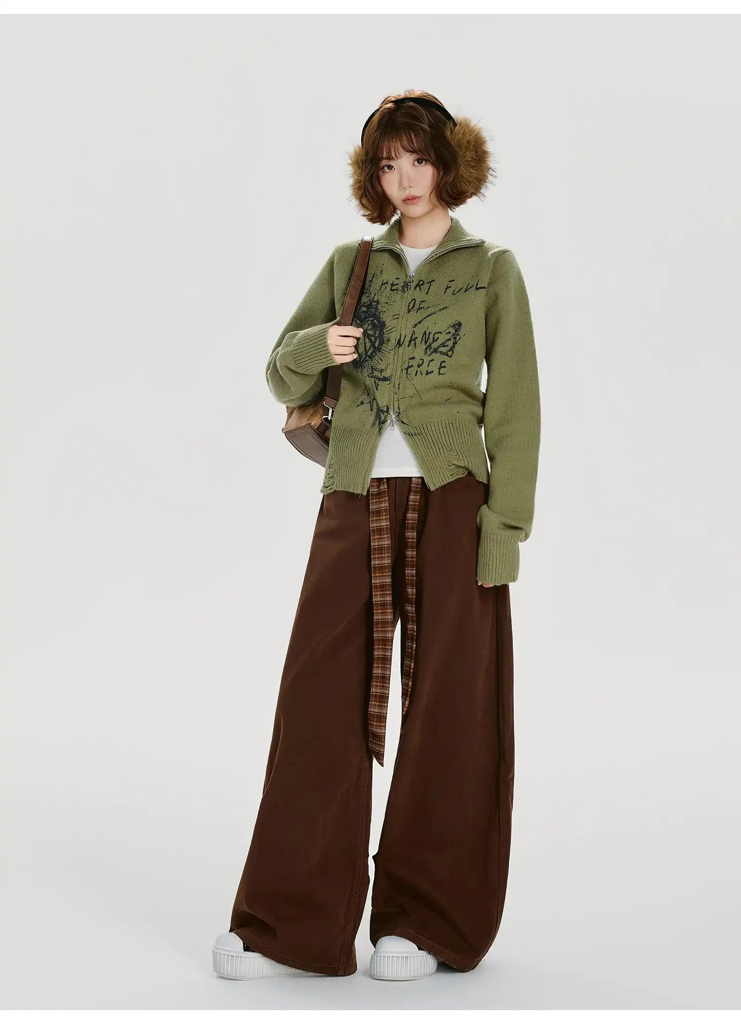 ヴィンテージ風ジップニットカーディガン   OL1885