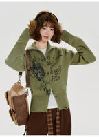 ヴィンテージ風ジップニットカーディガン   OL1885