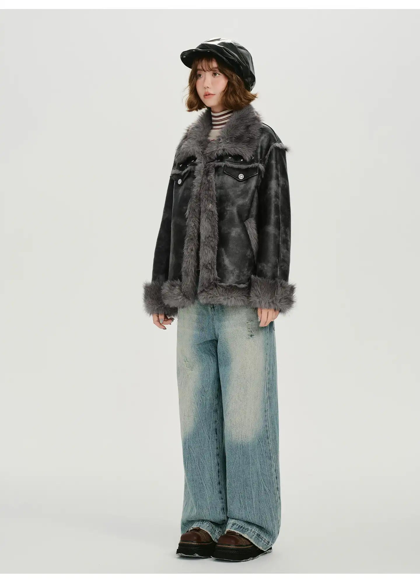 ムラ染めフェイクムートンジャケット   OL1887