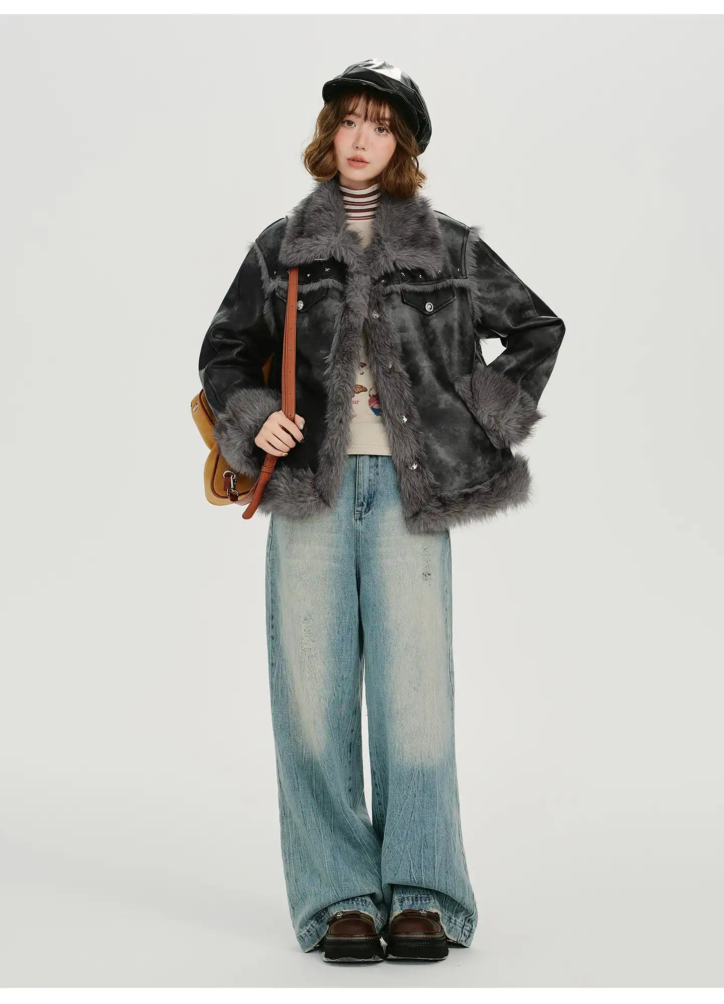 ムラ染めフェイクムートンジャケット   OL1887