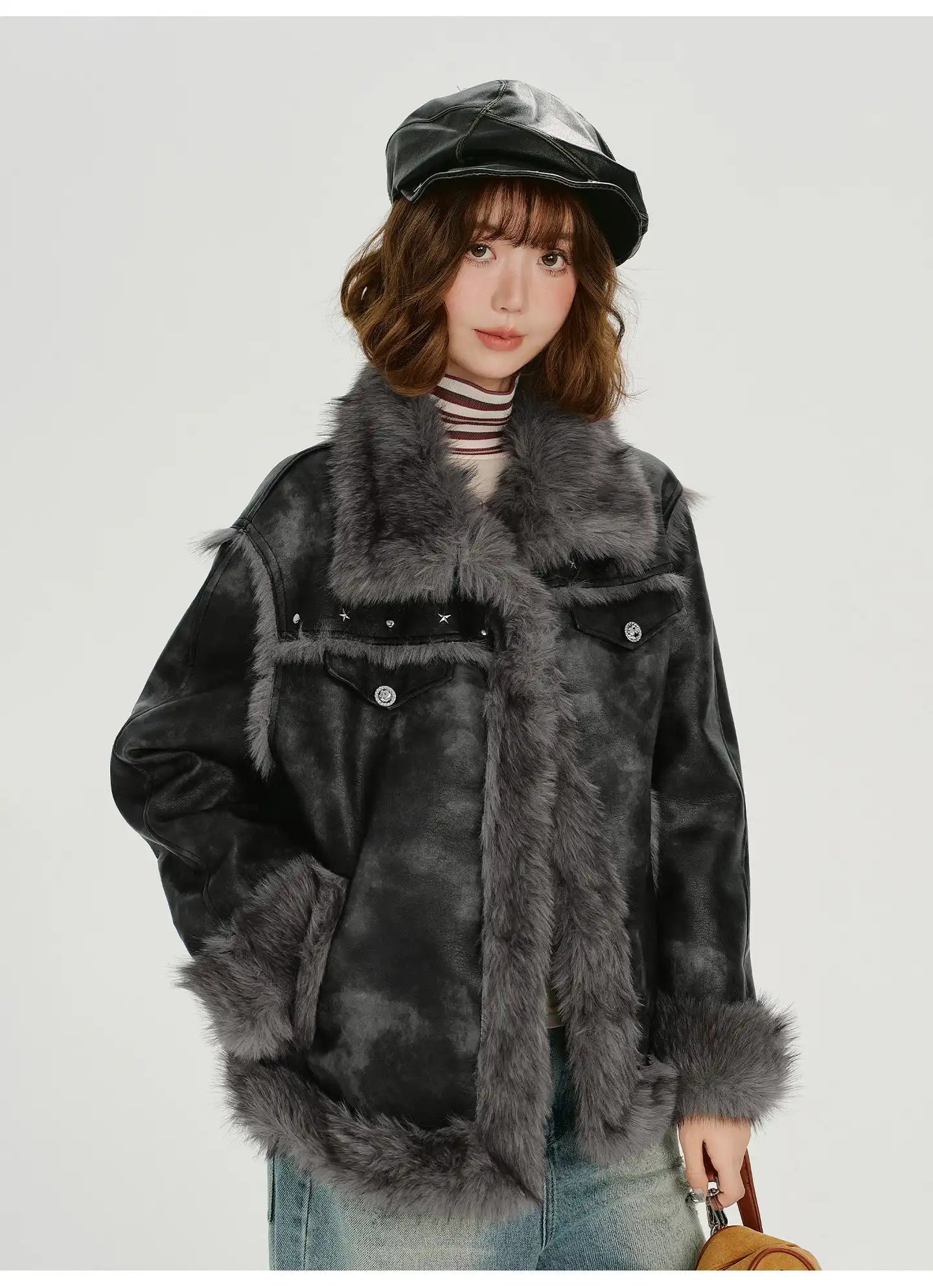 ムラ染めフェイクムートンジャケット   OL1887