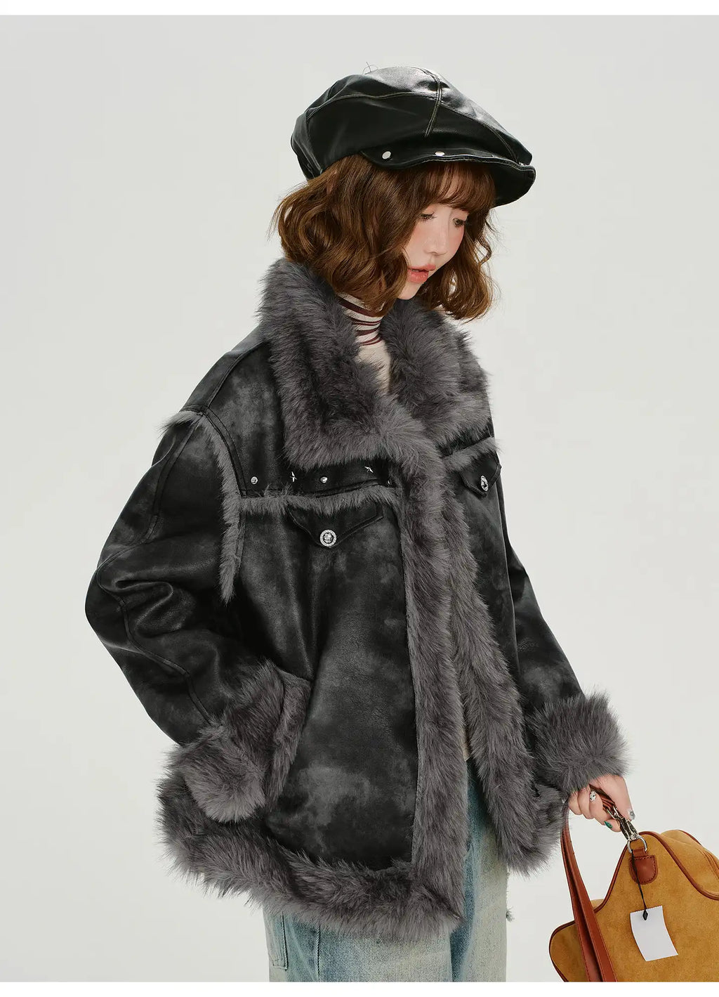 ムラ染めフェイクムートンジャケット   OL1887