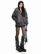 Bear Ear Cross Print Puffer Jacket OL2448 oliviroa オリヴィオラ