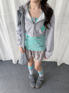 Striped Cami Zip Hoodie Set OL2451 oliviroa オリヴィオラ