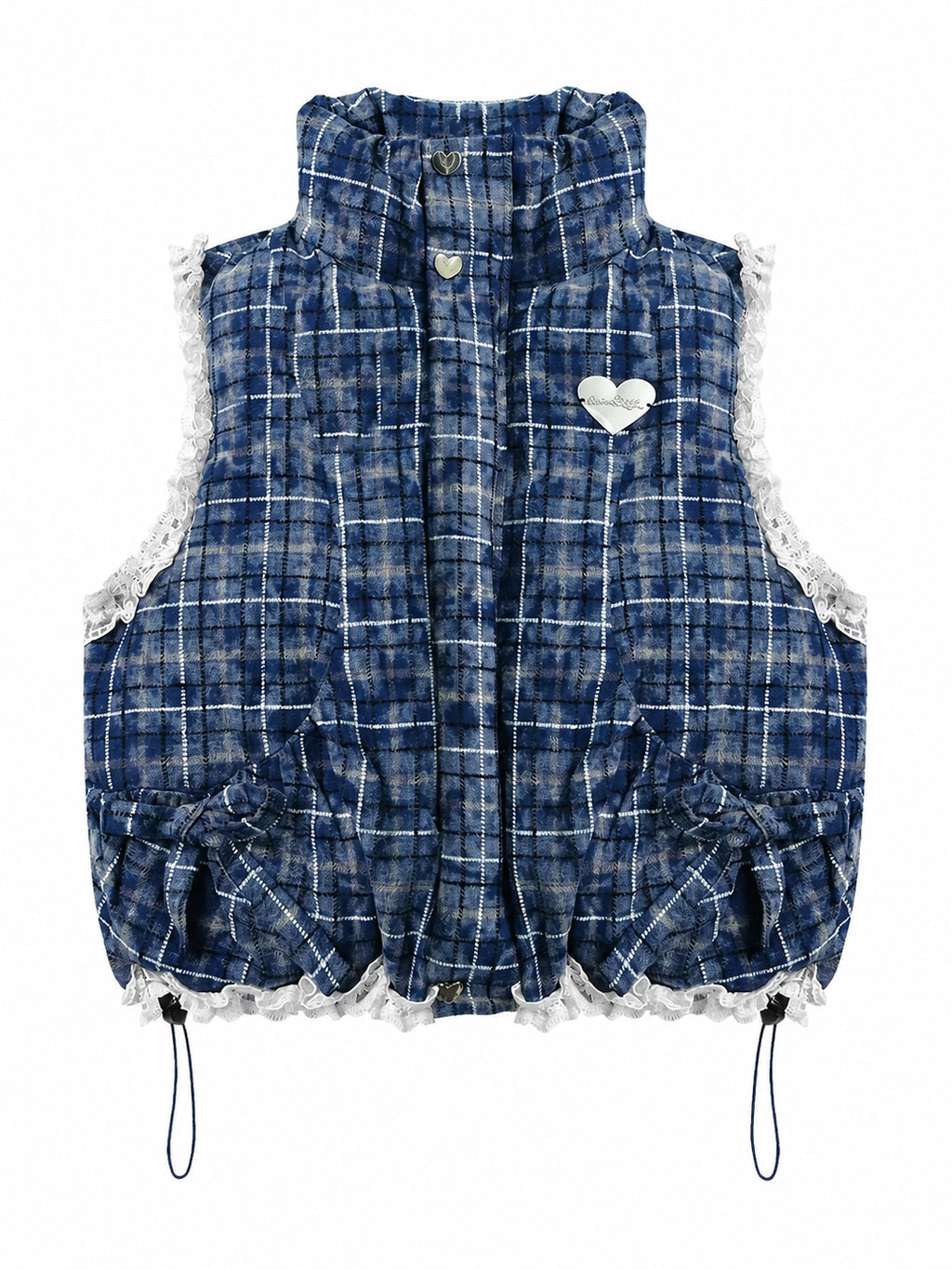 Plaid Drawstring Puffer Vest OL2452 oliviroa オリヴィオラ