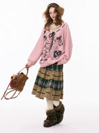 Rabbit Graphic V Neck Sweater OL2454 oliviroa オリヴィオラ