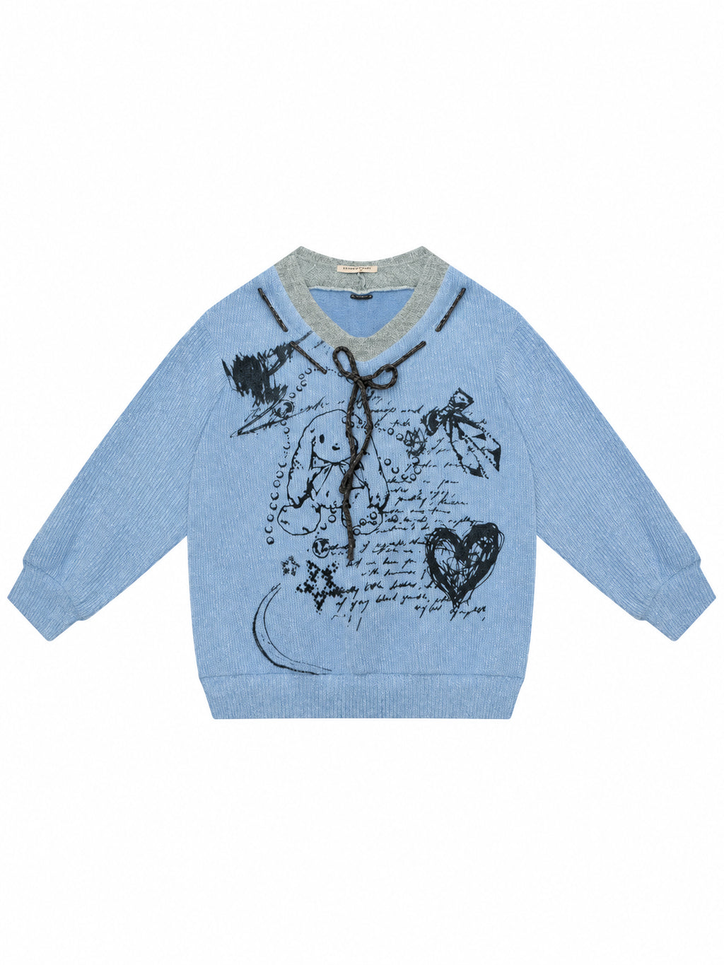 Rabbit Graphic V Neck Sweater OL2454 oliviroa オリヴィオラ
