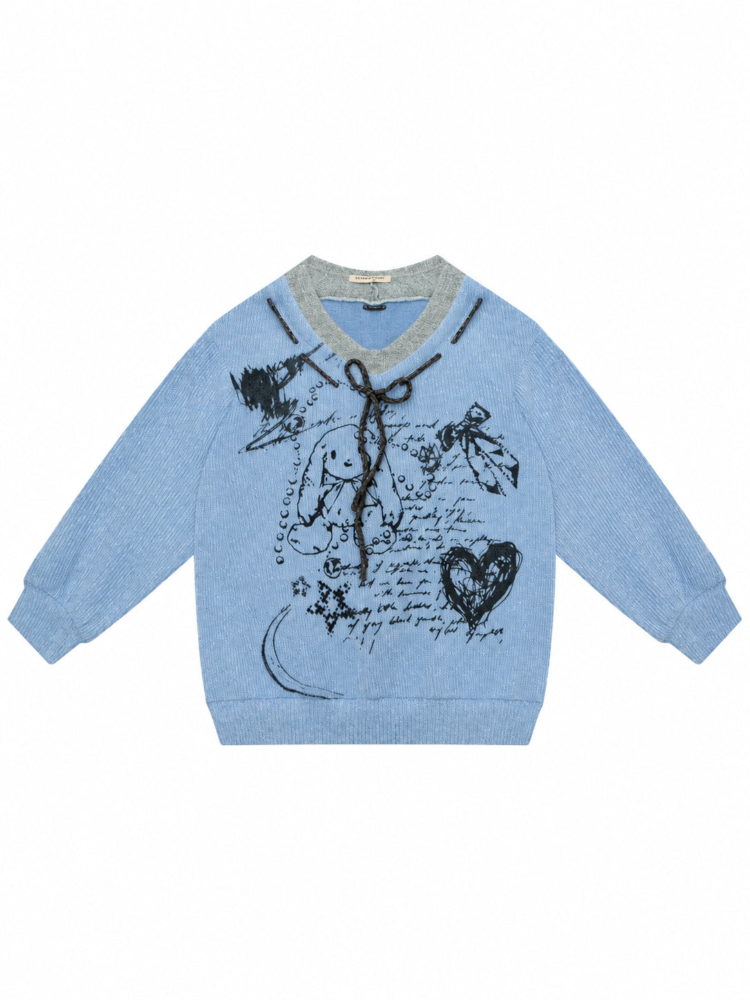 Rabbit Graphic V Neck Sweater OL2454 oliviroa オリヴィオラ