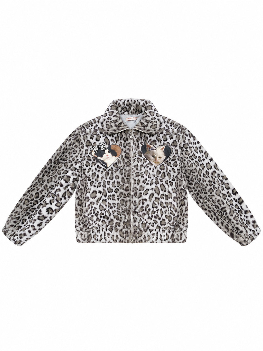 Cat Patch Leopard Fleece Jacket OL2455 oliviroa オリヴィオラ