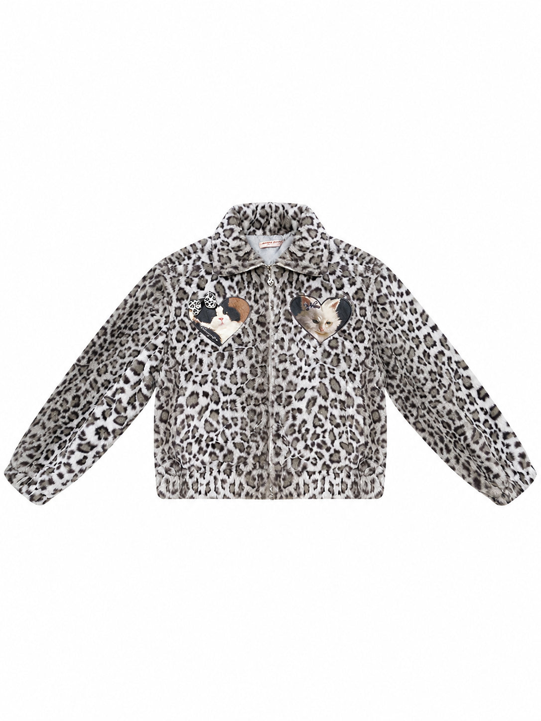 Cat Patch Leopard Fleece Jacket OL2455 oliviroa オリヴィオラ