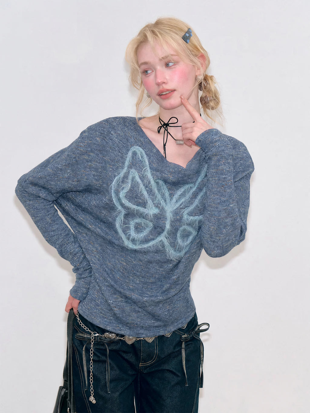 Butterfly Cowl Neck Knit Top OL2457 oliviroa オリヴィオラ
