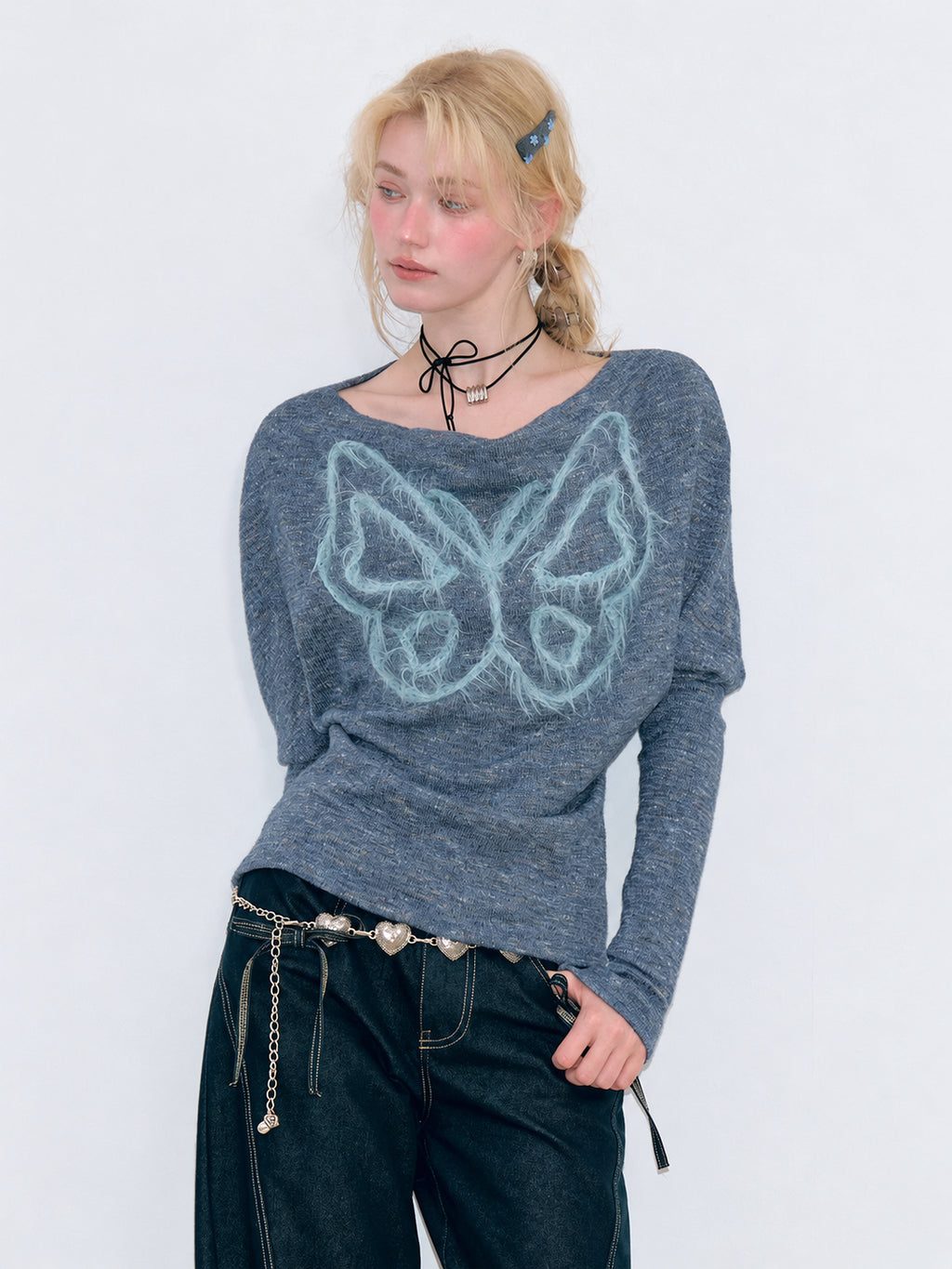 Butterfly Cowl Neck Knit Top OL2457 oliviroa オリヴィオラ