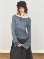 Lettuce Trim Flare Sleeve Knit Top OL2458 oliviroa オリヴィオラ