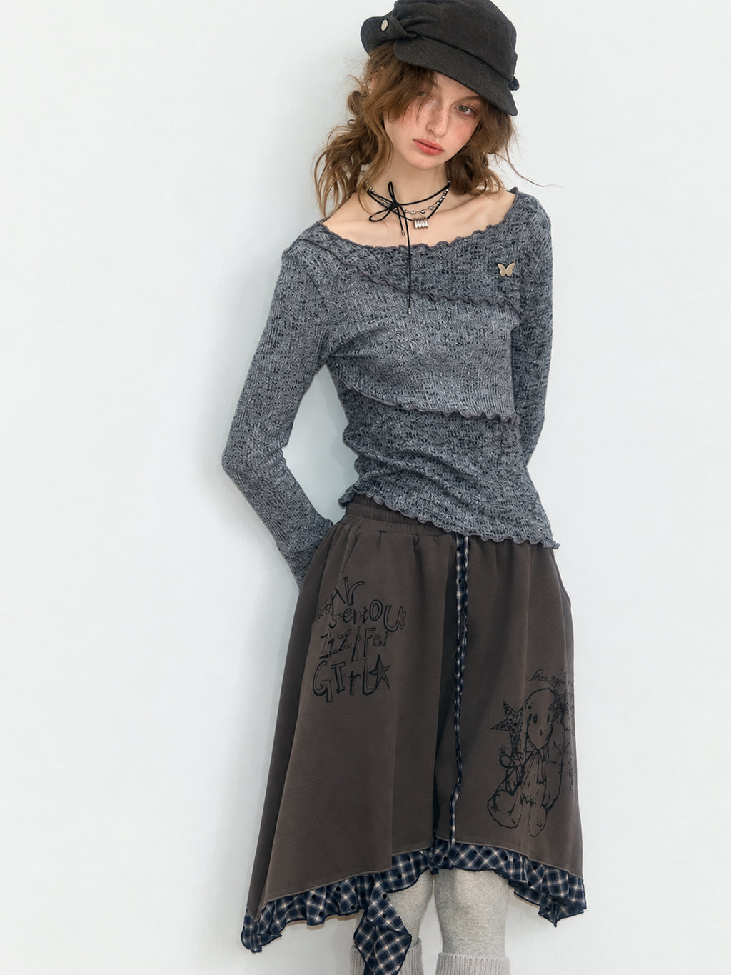 Lettuce Trim Flare Sleeve Knit Top OL2458 oliviroa オリヴィオラ