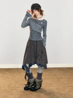 Lettuce Trim Flare Sleeve Knit Top OL2458 oliviroa オリヴィオラ
