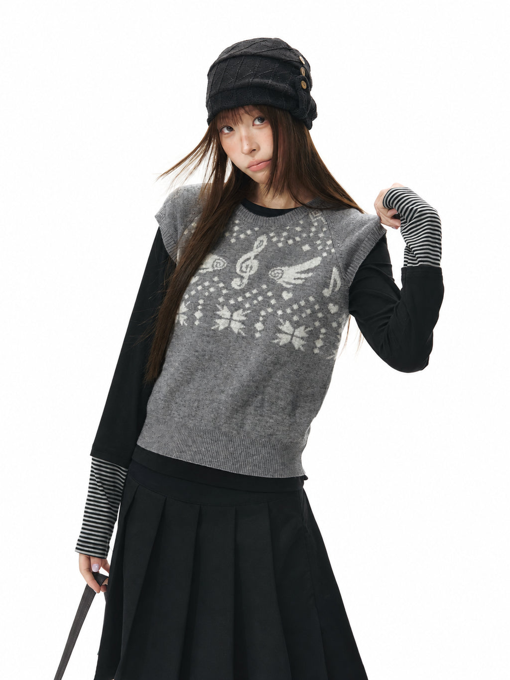 Fair Isle Short Sleeve Knit Top OL2462 oliviroa オリヴィオラ