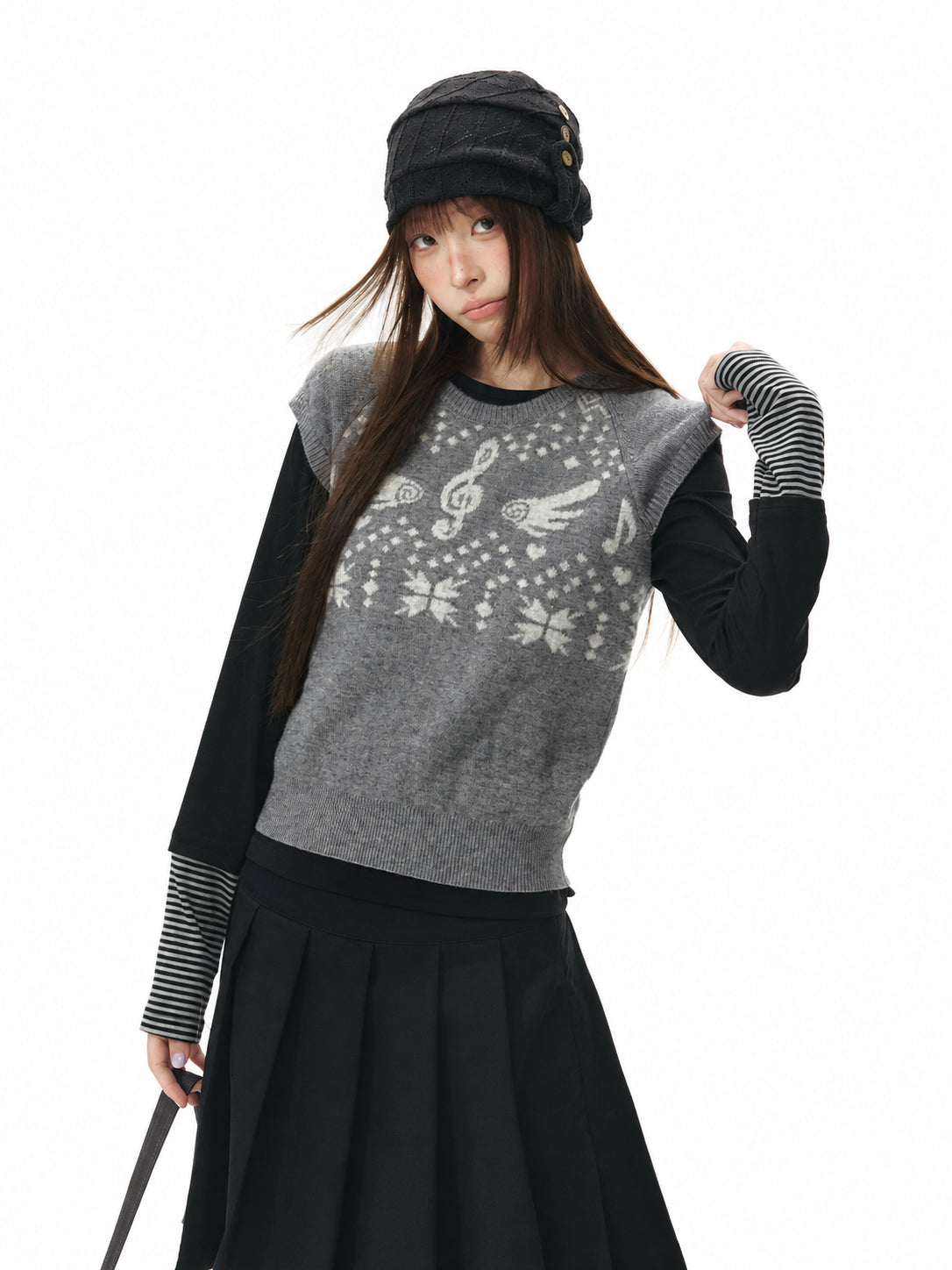 Fair Isle Short Sleeve Knit Top OL2462 oliviroa オリヴィオラ