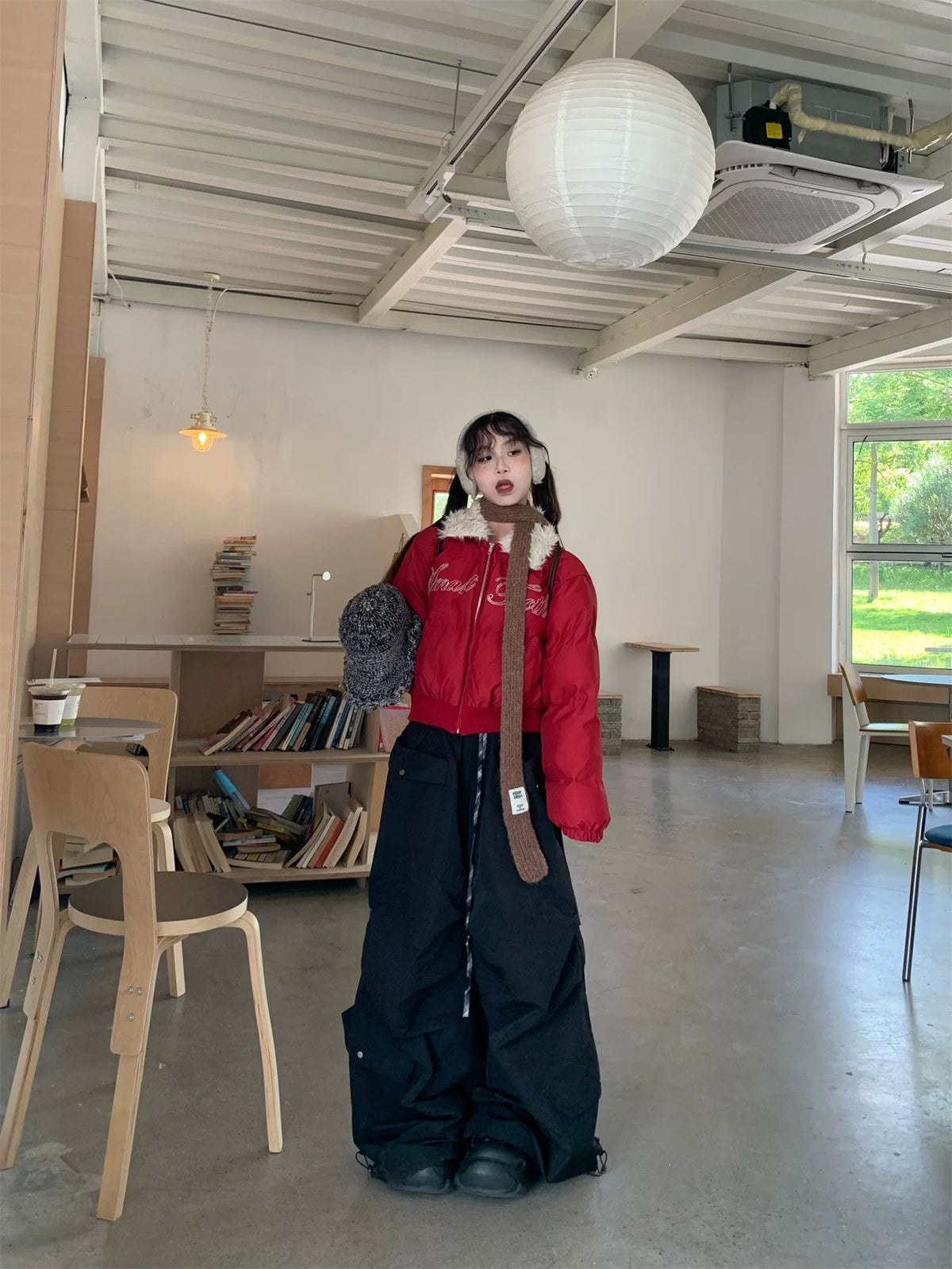 Rhinestone Fur Collar Padded Jacket OL2469 oliviroa オリヴィオラ
