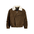 Faux-Suede Parka Jacket with Plush Collar   OL1987