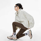 Half-Zip Stand Collar Sweatshirt with Relaxed Fit   OL1991