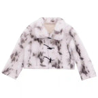 Plush Faux Fur Knit Jacket in Soft Grey   OL1990