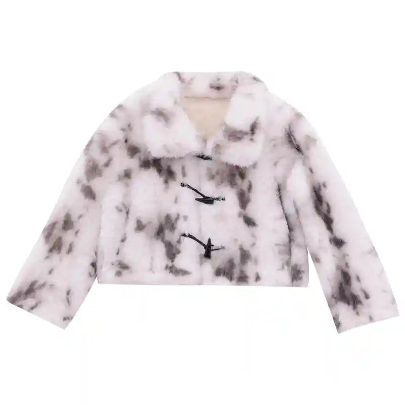 Plush Faux Fur Knit Jacket in Soft Grey   OL1990