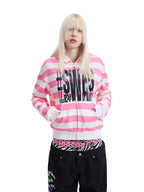 Glitter Stripe Oversized Zip Hoodie oliviroa オリヴィオラ