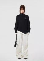 Black poncho style high neck knit Oliviora