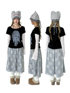 Polka Dot Pocket Midi Skirt OL2478