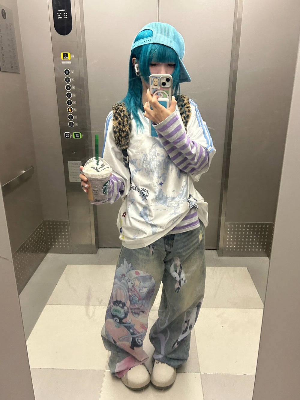 Vintage Cartoon Jersey V-Neck Oversized Short Sleeve Tee OL2273