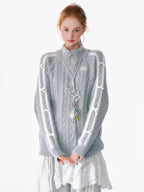 グレー ハーフジップニット oliviora