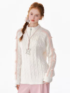 ケーブルニット ホワイト 秋冬コーデ