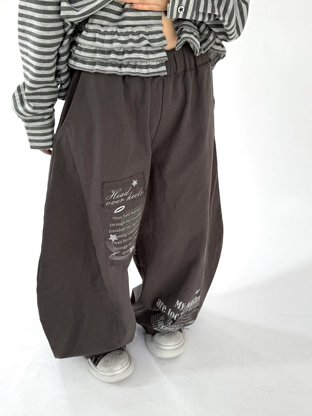 Letter Print Curved Leg Pants OL2479