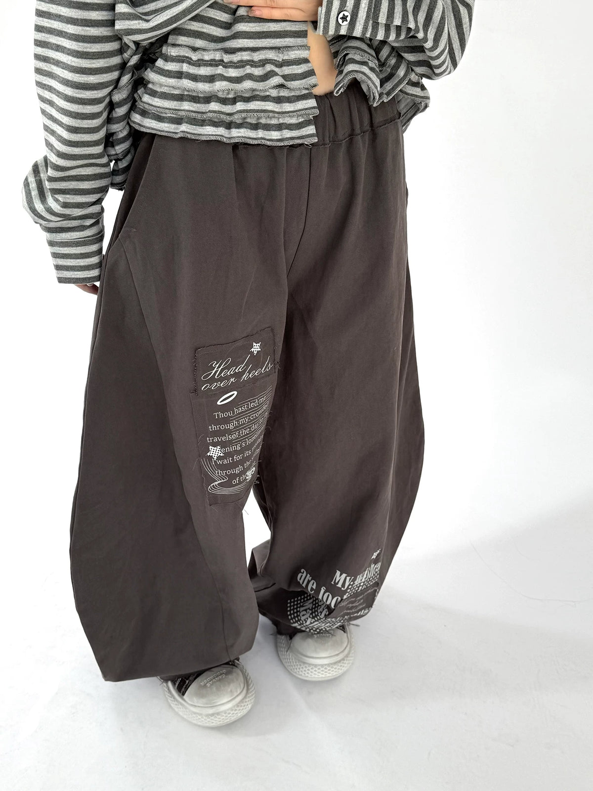 Letter Print Curved Leg Pants OL2479