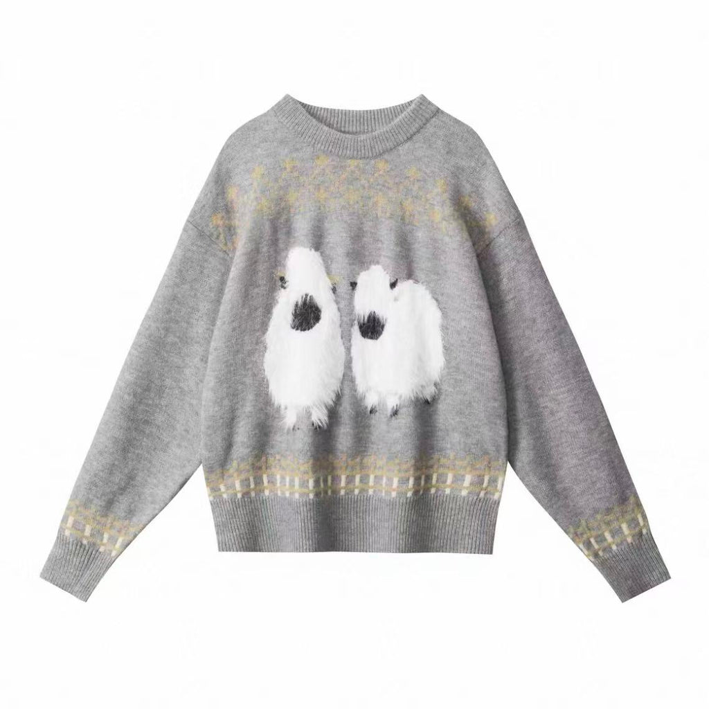 Sheep Jacquard Oversized Sweater   OL2079