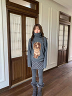 犬モチーフ ニット グレー セーター
